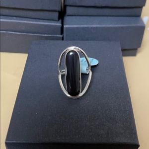 925 Sterling Silver ATI Mexico Black Ring Sz 7